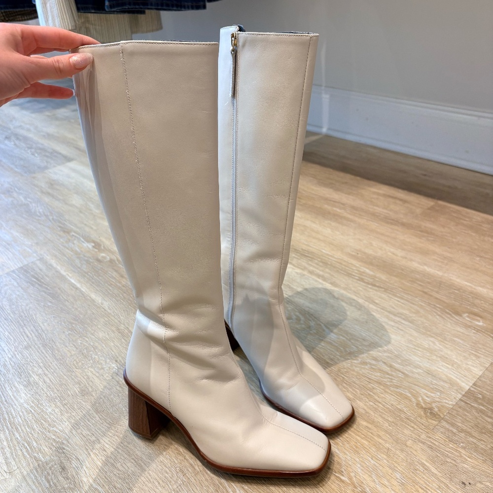 NWT East Off-White High-Knee Boots - Picture 4 of 4